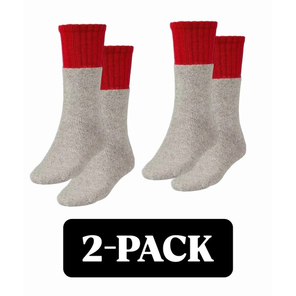 C254 Alpine Design Thermal Heavyweight Boot Socks 2-Pack Gray/Red Large NWT - Picture 1 of 1